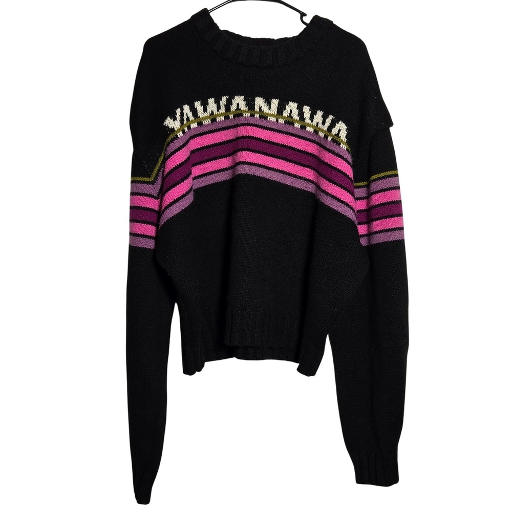 Farm Rio Yawanawa Striped Wool Blend Sweater XL Knit Winter Warm Cozy Fall Boho